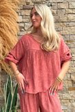 Kiti Paisley Damask Artist Smock Terracotta